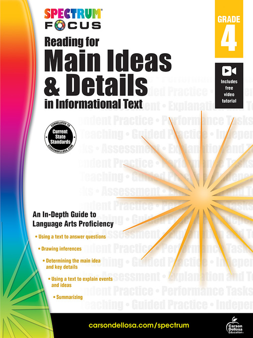 Cover image for Spectrum Reading for Main Ideas and Details in Informational Text, Grade 4